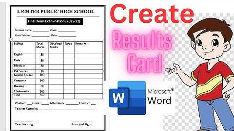 How to Create Marksheet in Ms Word In Hindi | School Marksheet design in Word 