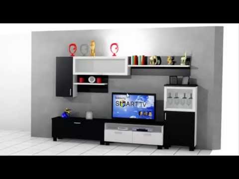 Como hacer un mueble de salon moderno youtube Muebles de melamina para tv