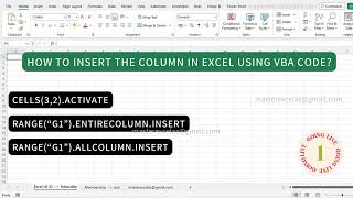 How to insert the column in excel using vba code