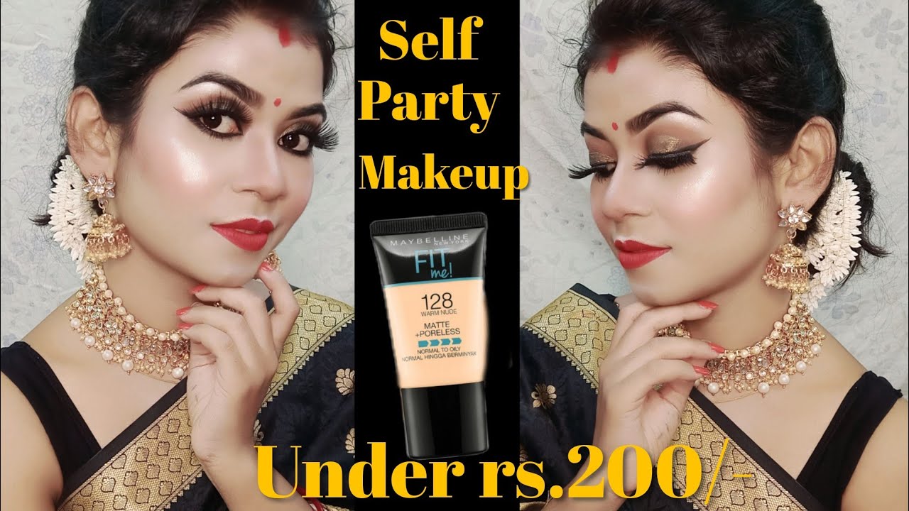 jeg er sulten dal korrekt Indian traditional Party makeup for beginners under rs.200|Glowy Dewy Self party  makeup look| - YouTube