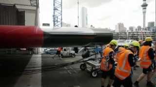 Emirates Team New Zealand’s AC72. Back in the Water.