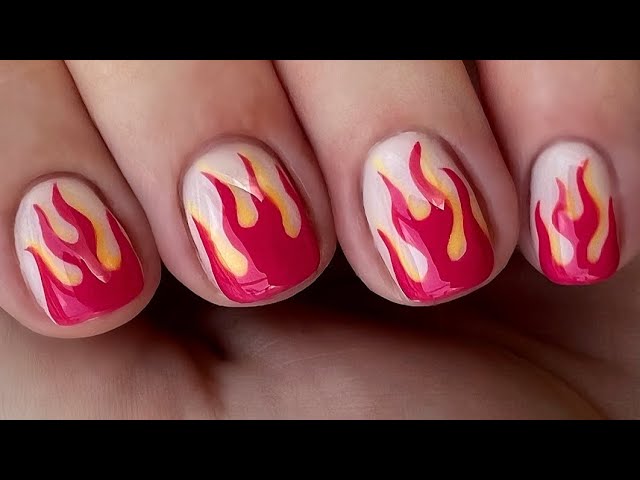 Neon Flame Nails | Cute nails, Acrylic nail designs, Gel nails
