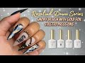 Rosalind Dawn Series Gel polish || Stiletto press ons rhinestones &amp; smoky design with gold flakes