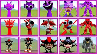 ALL SPRUNKI FAMILY SIZE COMPARISON – WHO WILL WIN IN GARRY’S MOD (DURPLE, RADDY, SONIC SHADOWN)