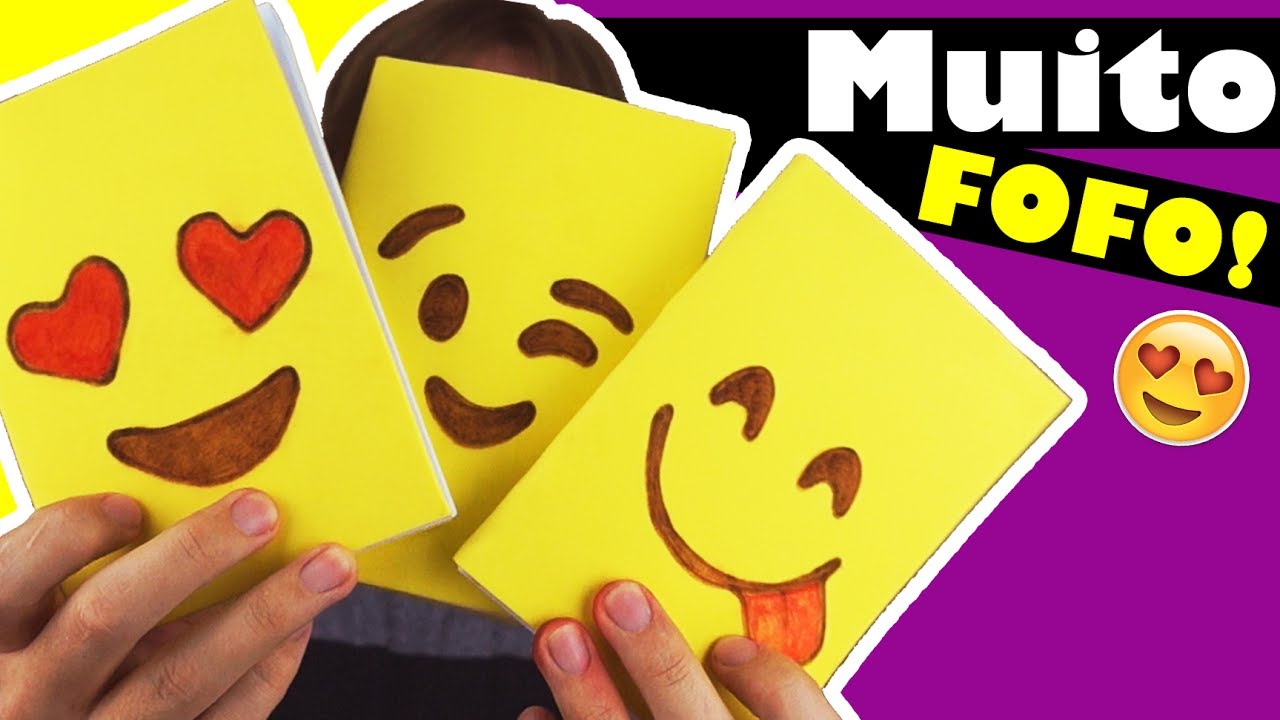 CADERNINHOS DE EMOJI para MATERIAL ESCOLAR - DIY - Material Escolar ...