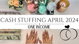 Cash Stuffing April 2024|One Income|$1,827|Large Bill Swap Bill Condensing #budget #money #family