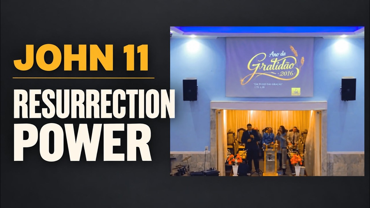 Pastor Chris Buscher preaching from John 11 about Jesus raising Lazarus, resurrection power, and God’s perfect timing.