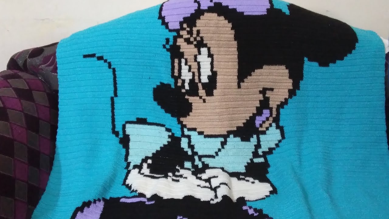 لاول مره في اليوتيوب بطانيه كروشية ميني ماوس للاطفال شغل تابستري بطريقتي