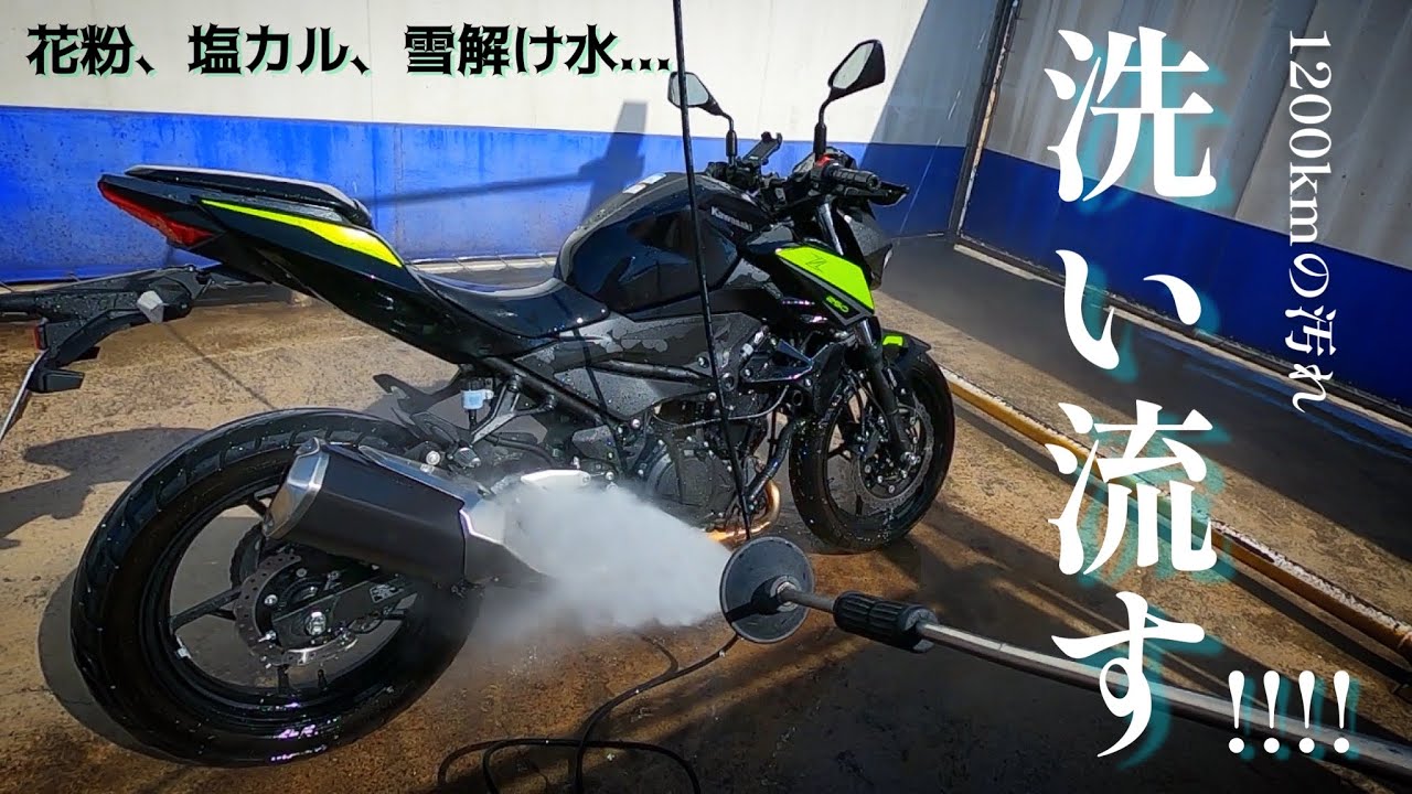 【花粉】 Z250 first wash] I wash my bike because it has pollen on it. Don't