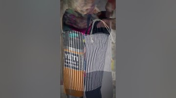 Túi vải canvas đựng ly giữ nhiệt Xanh navy Kẻ sọc có quai xách tiện lợi