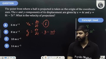 The point from where a ball is projected is taken as the origin of the coordinate axes. The x an....