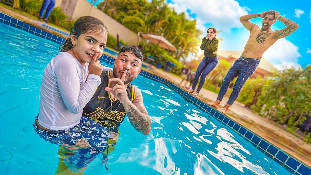O THIAGO E A TAMIRIS FICARAM MUITO BRAVOS COMIGO!! *pulei na piscina com a perola*