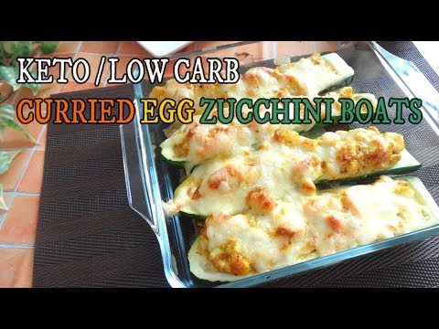 Keto / Low Carb / Curried Egg Zucchini Boats