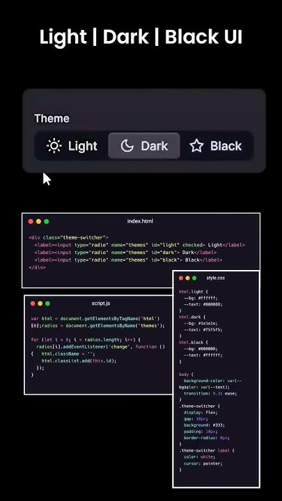 Theme Light dark black Using html CSS JavaScript #shortfeed #shorts # ...
