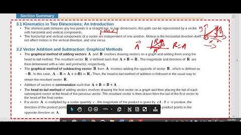 AP College Physics Chapter 3 summary, Two Dimensional kinematics, vectors