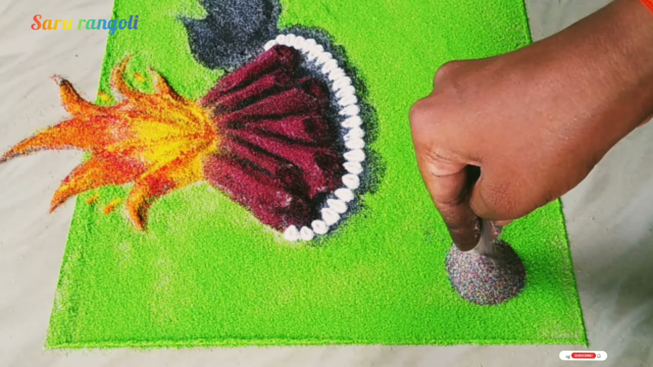 Holi special 3d rangoli design using waste rangoli colours ...