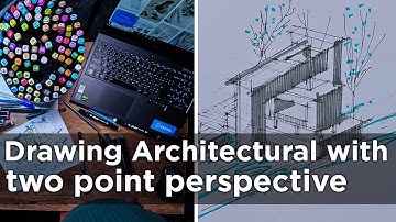 drawing architectural volumes with two point perspective technique