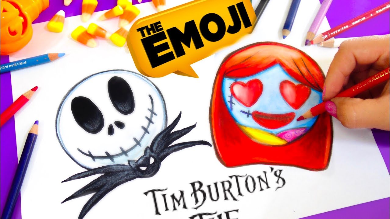 DIBUJANDO EMOJIS THE NIGHTMARE BEFORE CHRISTMAS (JACK Y SALLY)EMOJIS