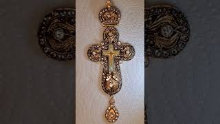 Antique Rare Old Cross. 24K Gold Electro Plated and New Gems replaced.