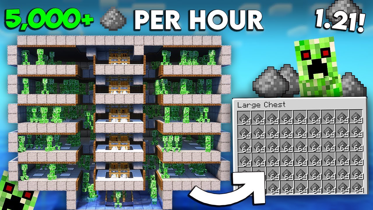 Minecraft Creeper Farm 1.21 Tutorial - Gunpowder Farm Minecraft - 5000 ...