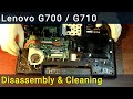 Lenovo G700, G710 disassembly and fan cleaning