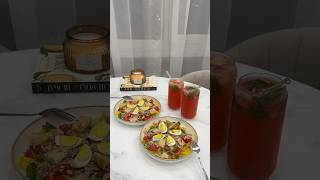 Любимый салат с тунцом и клубничный лимонад с 0 ккал🥗🍸 #рецепты #рек #рекомендации #еда #shorts