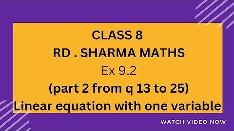 ex 9.2 rd sharma class 8 // chapter 9 linear equation in one variable// @activebeing