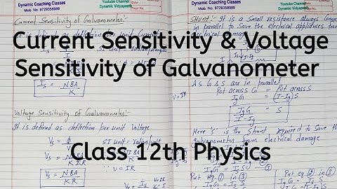 Current Sensitivity, Voltage Sensitivity of Galvanometer, Chapter 4, Moving Charges, Class 12