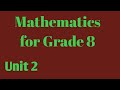 Mathematics For Grade 8 Unit 2