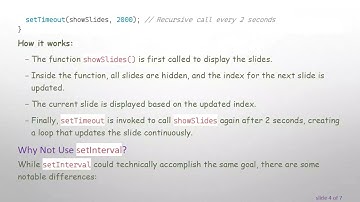 Understanding the Use of setTimeout in Recursion for Slideshow Functions