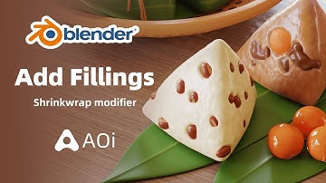 Add fillings into zongzi in Blender - Shrinkwrap Modifier