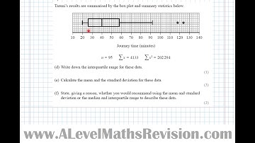 Edexcel A Level Maths, June 2018, Paper 3, Q4 (Comparing Data Sets With  Mean, Median, SD and IQR)