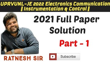 UPRVUNL JE Electronics 2022 || Previous Year Paper 2021 Detail Solution Part- 1 || By Ratnesh Sir
