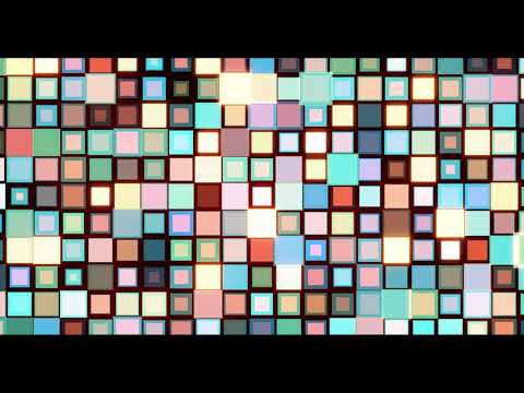 Animated mosaic from multi-colored squares. Looped geometric background. Decorative screensaver.