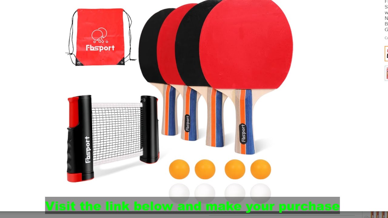  FBSPORT Ping Pong Paddle Set, Table Tennis Set with 4