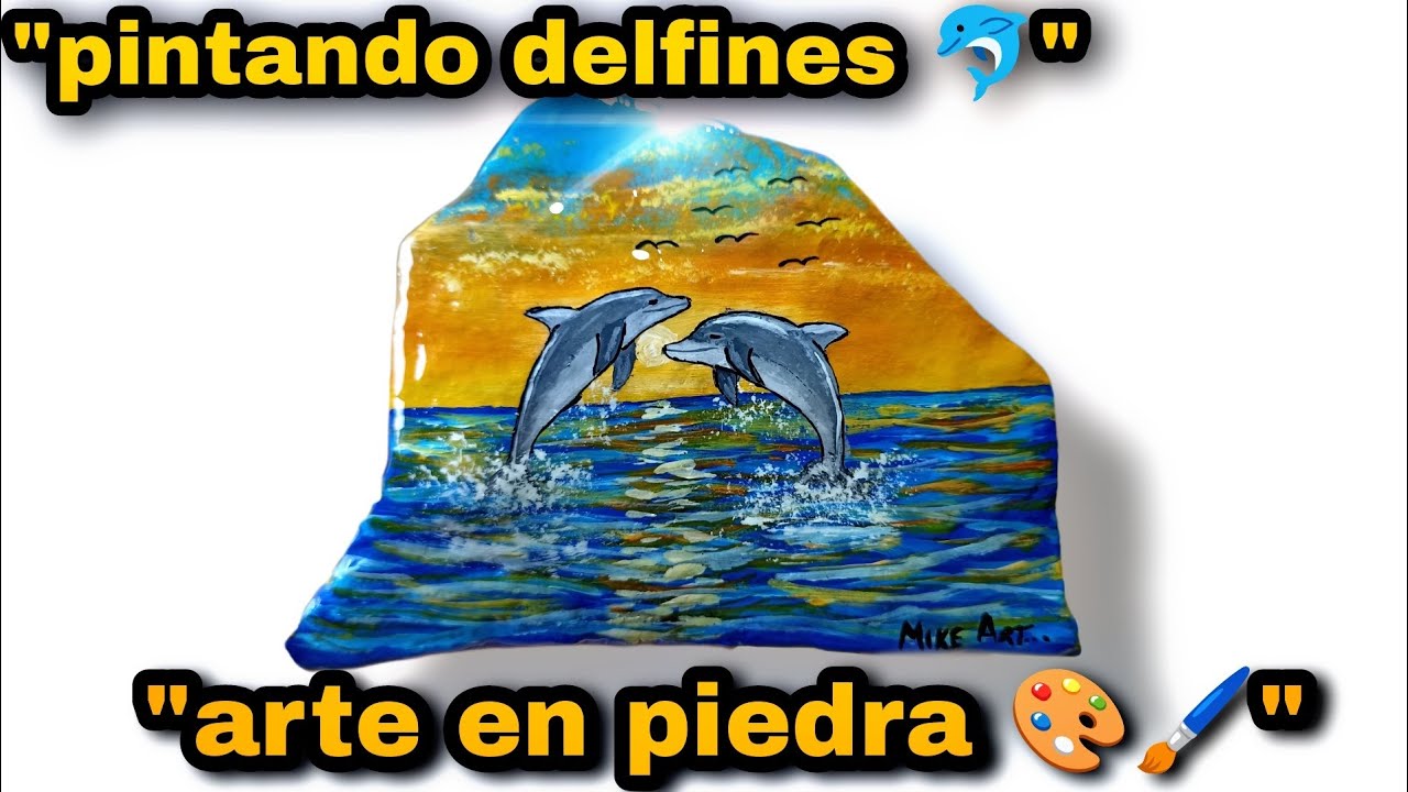 🎨🐬 “Cómo pintar delfines en piedra | Arte con pinturas acrílicas”🎨🖌️ #art #arte #drawing 