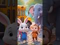 “Animals Line Up for the School Bus 🐰🐵🦜🐘🐻🚌”