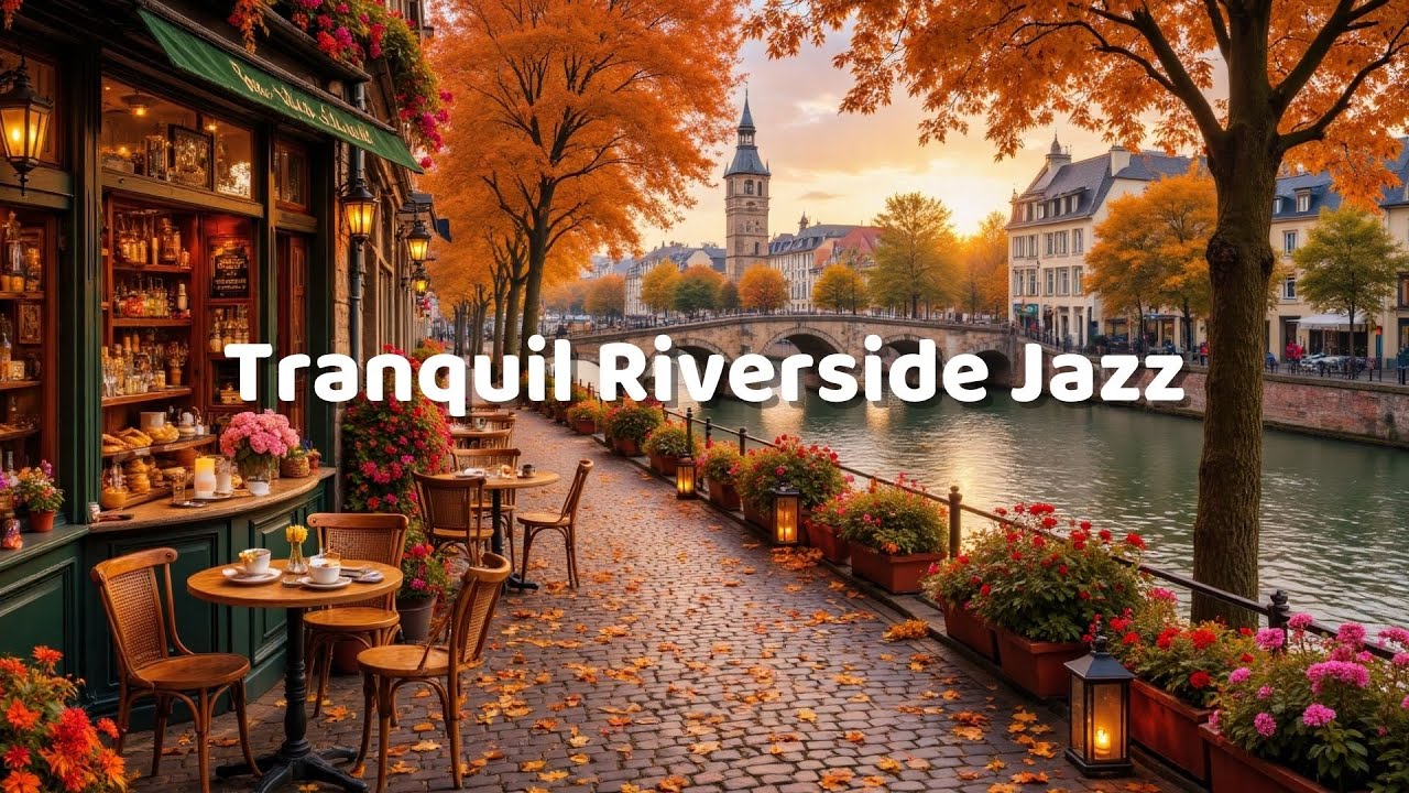 Tranquil Riverside Jazz – Peaceful Morning Café by the Emerald Water