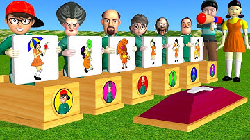 Scary Teacher 3D vs Squid Game Drawing Squid Girl Level Max 6 Times Challenge MissT and Granny Loser