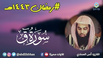 انس العمادي - تلاوة خاشعة سورة ق || رمضان ١٤٤٣هـ