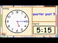 Telling the Time for Kids: Quarter Past Times