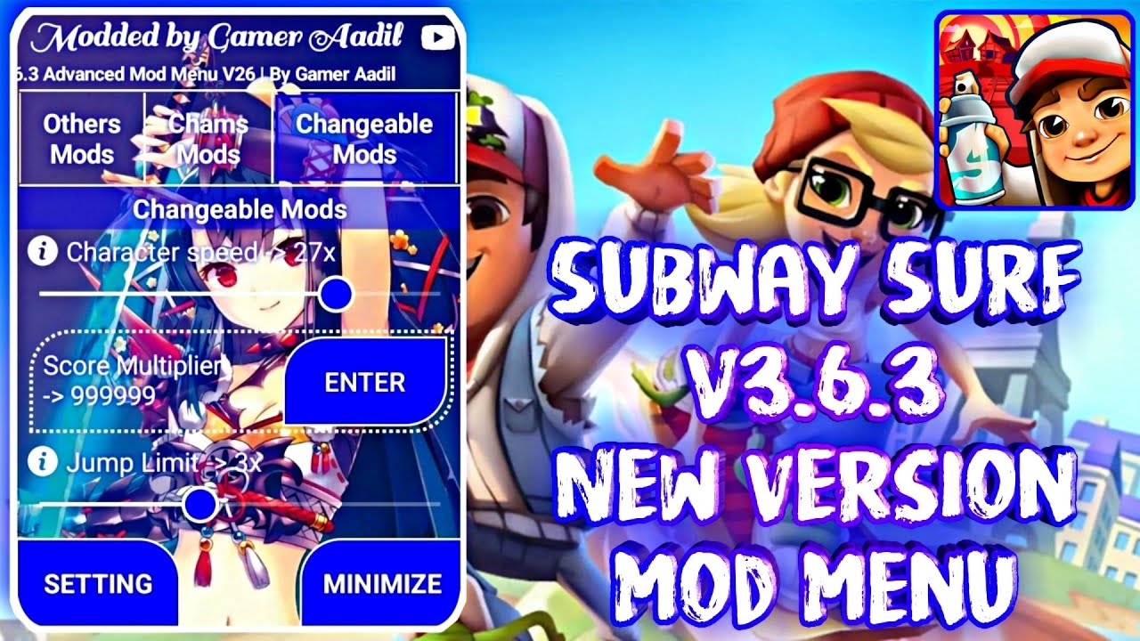 Subway Surfers v3.10.0 Advanced Mod Menu Apk V30 [God Hack, Speed Hack,  Score Multiplier etc.] 
