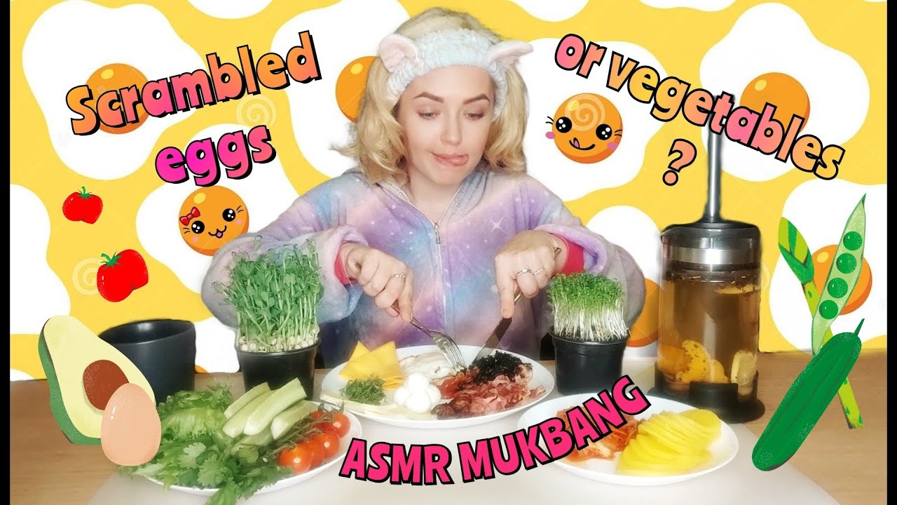 ASMR MUKBANG | What kind of breakfast do you like? Scrambled eggs or vegetables?