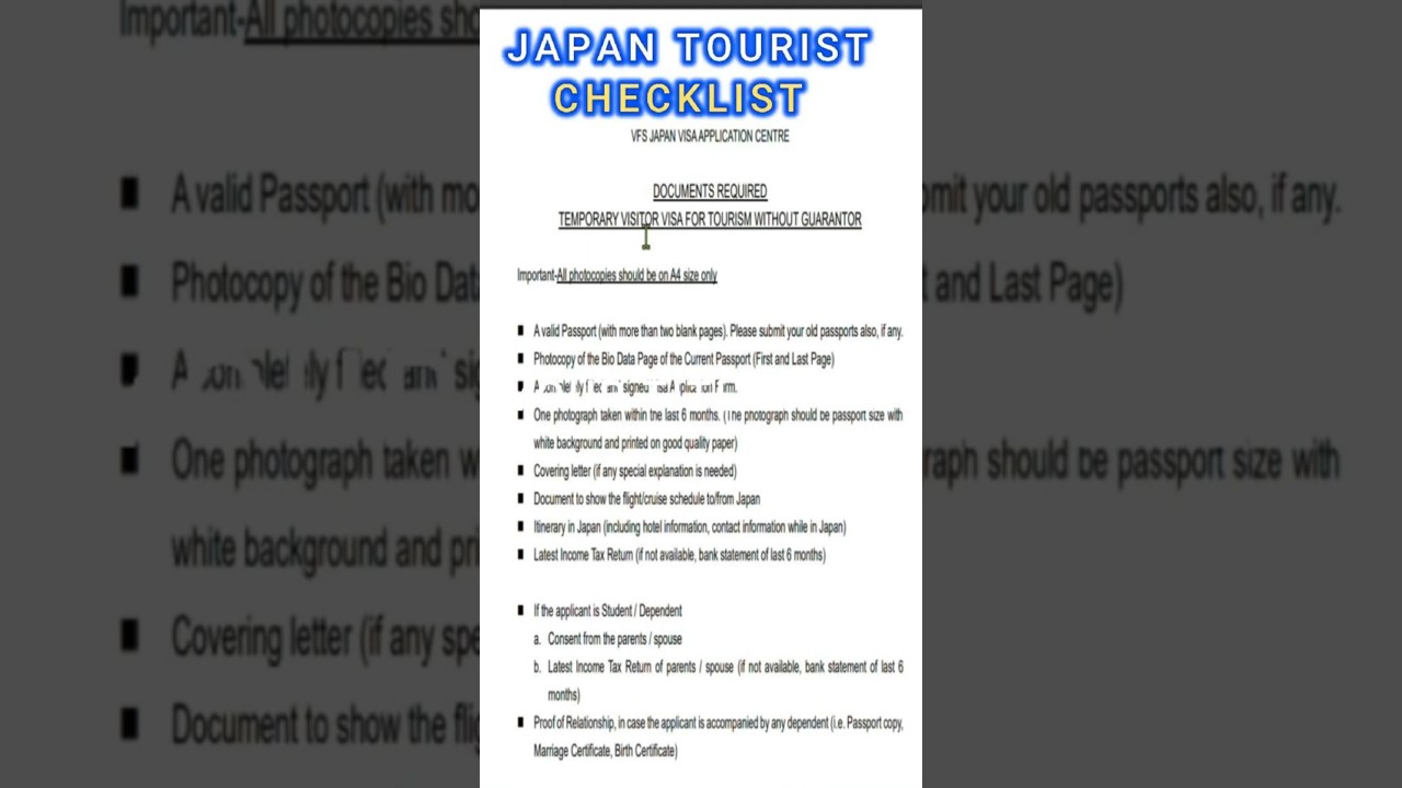 🇯🇵 Japan Tourist Visa Documents Checklist 2025 | Japan Visit Visa Requirements Step-by-Step in Hindi