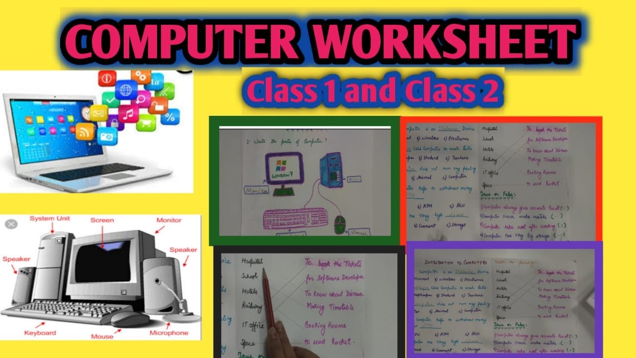 Class 1 Computer Worksheet । Computer Worksheet for Class 1 । Computer ...