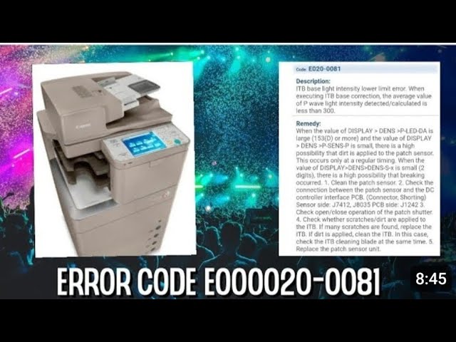 How To Fix Error E000020-00081 in Canon Adv C5235 C5240 C5250