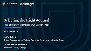 Webinar on 'Selecting the Right Journal for Submission'