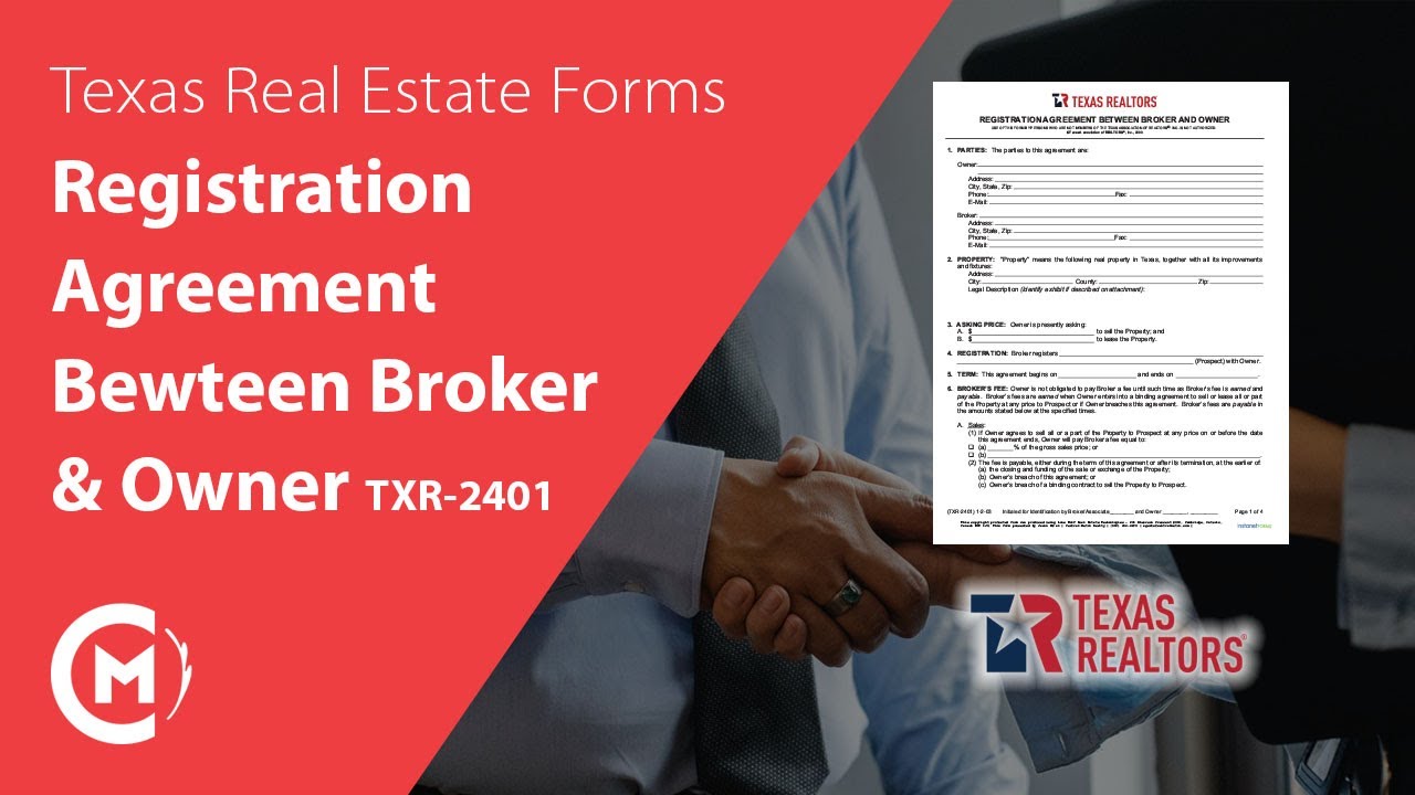 TXR-2401 Registration Agreement Between Broker and Owner | Texas RE txr-2401-registration-agreement-between-broker-and-owner-texas-re