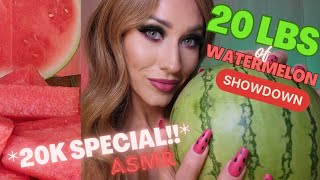 ASMR | 20 LBS OF JUICY WATERMELON!! 20K Special!! *Mukbang* 🍉✨️💦 (crunchy, eating sounds, slurping)