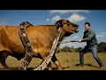 Brave Heroic Face Giant Python In Epic Battle To Save Innocent Mother Cow 🤯 #Film